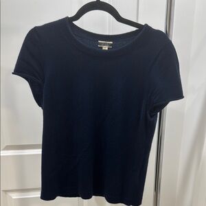 J. Crew Navy Fitted Short Sleeve Cashmere Shirt